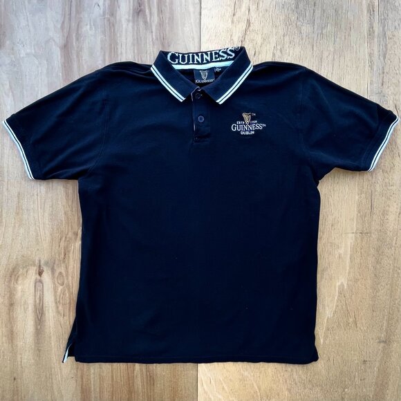 GUINNESS DUBLIN POLO SHIRT WOMEN’S sz L Regular Fit Black Short Sleeve - Picture 1 of 8